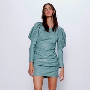 Zara faux leather Ruched Dress